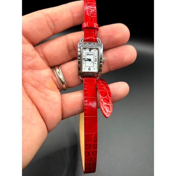 Brighton Petoskey Women\'s Genuine Italian Red Leather Strap Vintage Watch NIB main image 6